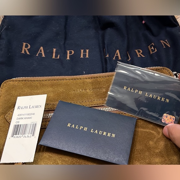 RALPH LAUREN Western Fringed Brown Suede Equestrian Clutch Wristlet - Picture 5 of 5